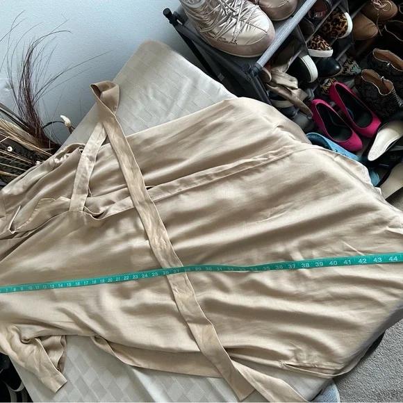 Cuyana Trench Wrap Midi Dress in Tan - Picture 12 of 12